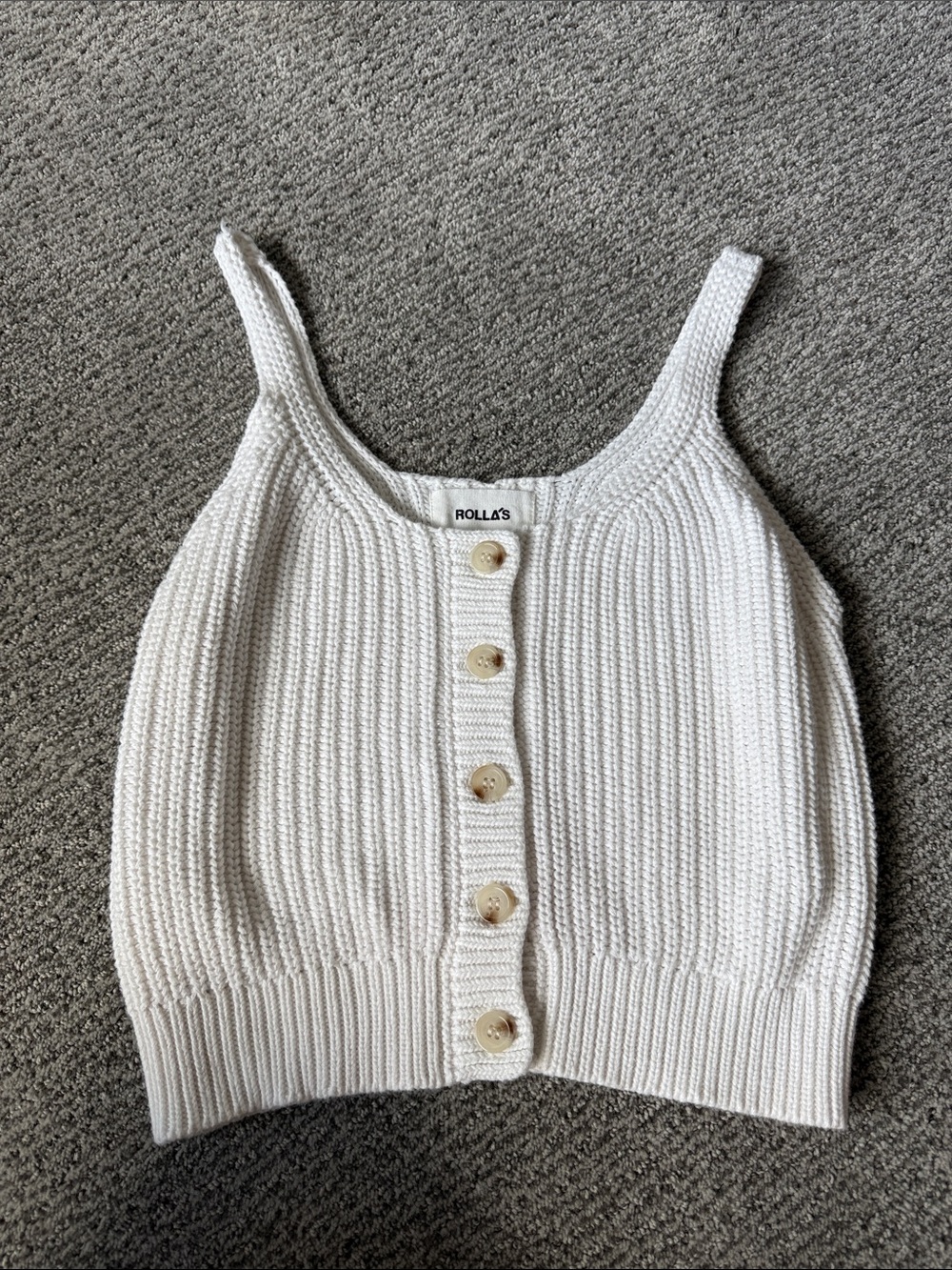 ROLLA'S Cream Ribbed Button-Front Knit Tank